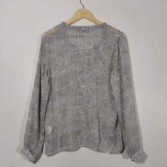 Anine Bing Semi-Sheer Chiffon Blouse Ruffled High Neck Tie - Good Cond - Med - Picture 5 of 10